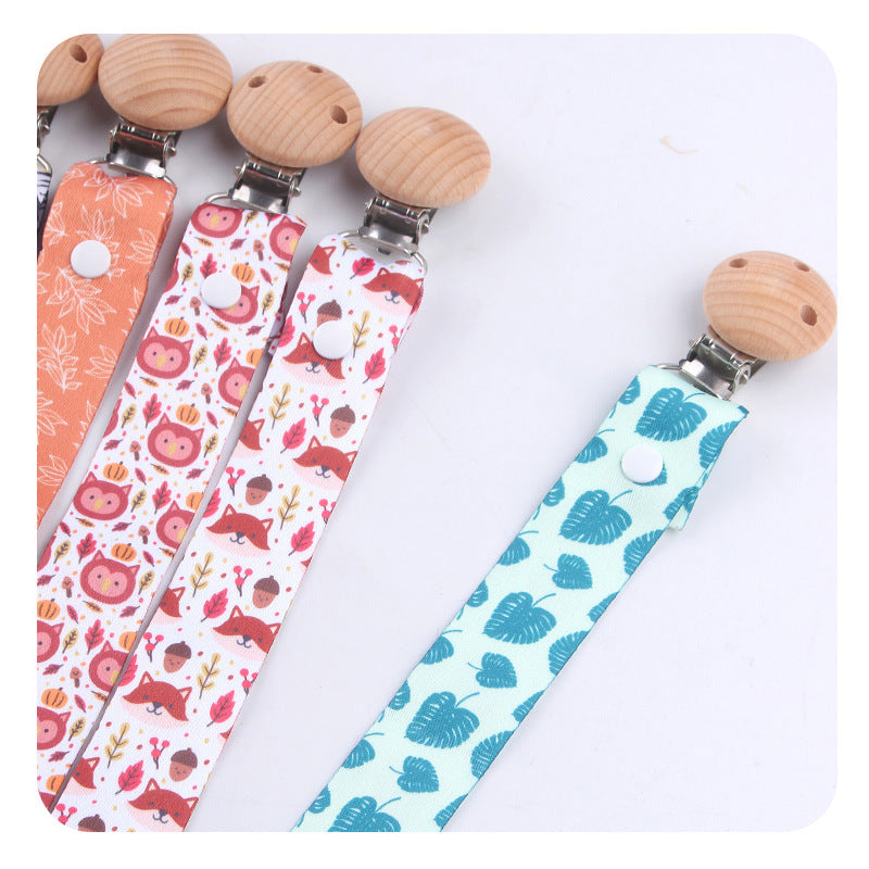 Wholesale Baby Products Round Head Beech Wood Removable Long Cloth Strip Silicone Teether